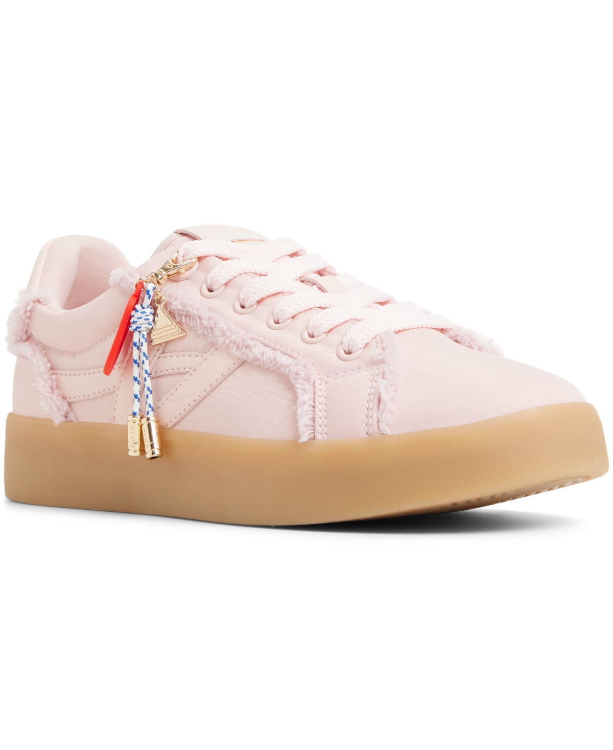 Women's Lace-Up Charm Athletic Sneakers - Light Pink Woven