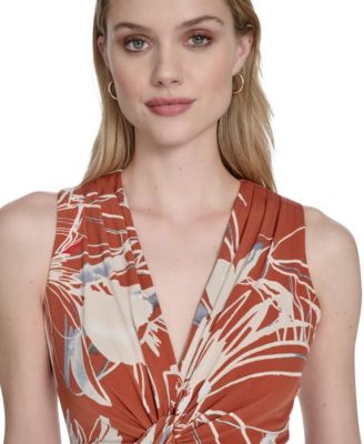 Calvin Klein Women's Sleeveless V-Neck A-Line Dress - Macy's