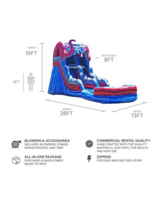 15  Ocean Battle Tall Water Slide with Detachable Deep Pool, Big Kids and Adults, Commercial Grade, Outdoor Backyard Water Park, Indoor Use, Summer Fun, Blow Up Inflatable (with Blower)