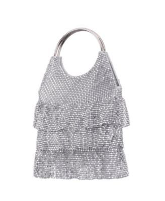 3-Tiered Crystal Mesh Ruffle Pouch Bag
