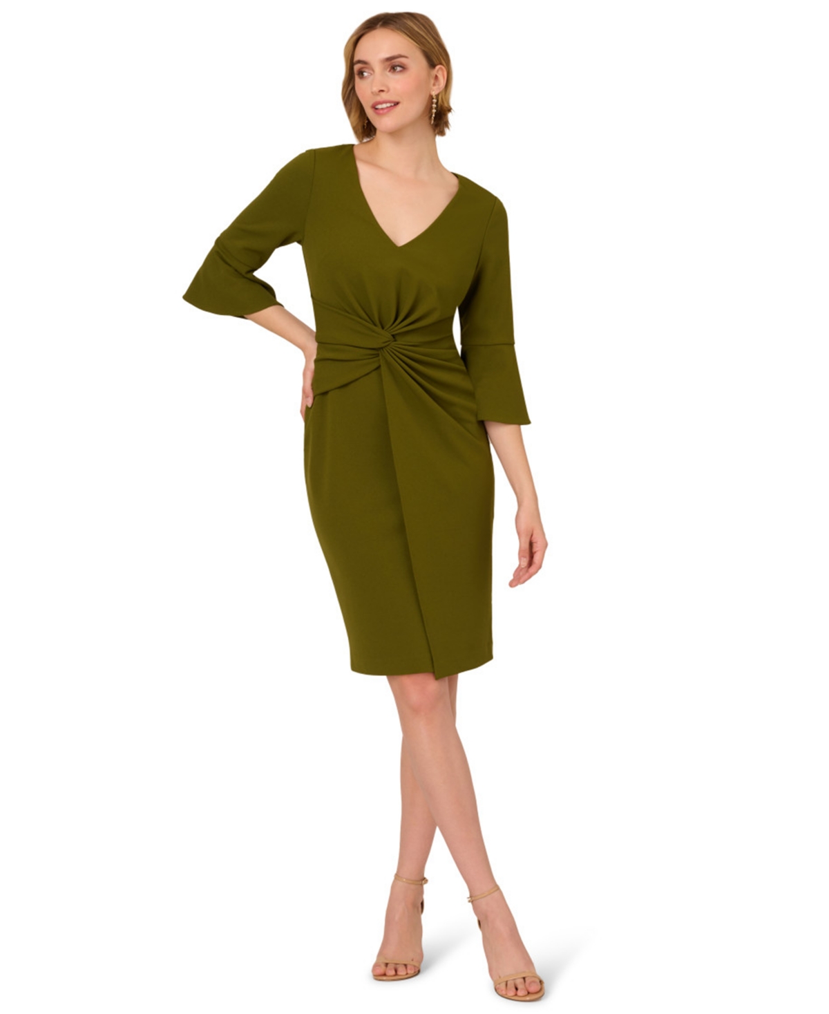 Women's 3/4-Sleeve Sheath Dress - Jungle Olive
