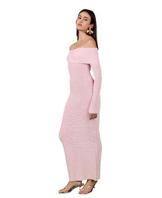 Women's Off Shoulder Long Sleeve Midi Dress