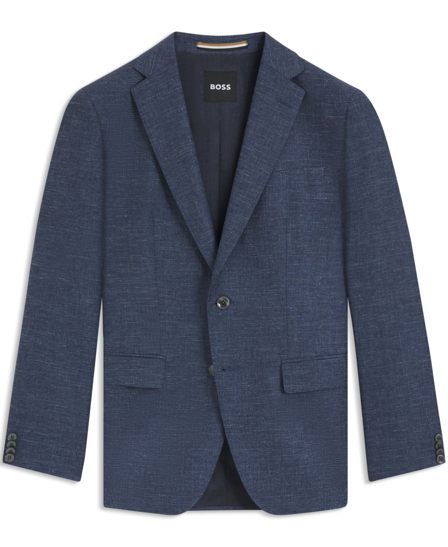 Мужской пиджак Hugo Boss Patterned Stretch Slim-Fit Blazer, цвет: Тёмный синий — фото 2