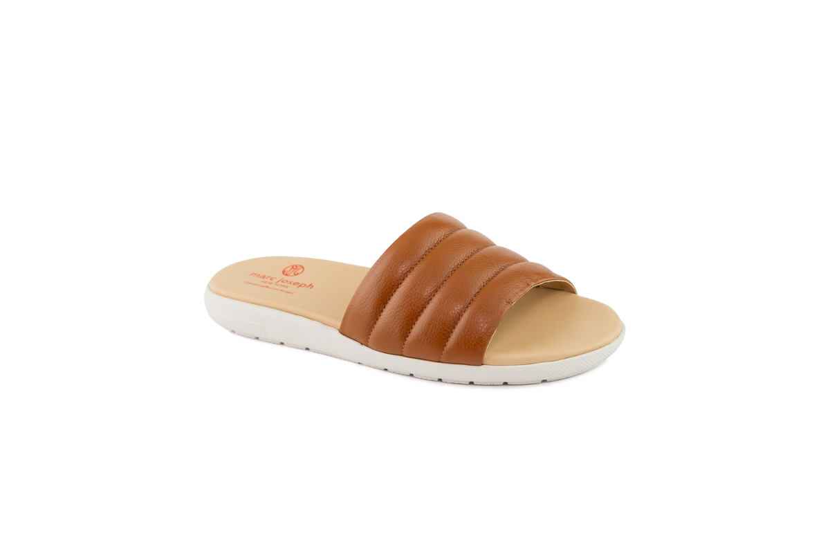 Womens Slip On Slide Sandals - Cognac napa soft