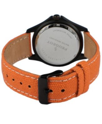 Men's 40mm Military Dial Sport Orange Canvas Strap Watch