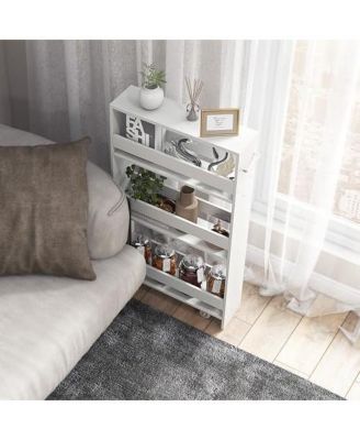 Rolling Kitchen Slim Storage Cart Mobile Shelving Organizer with Handle