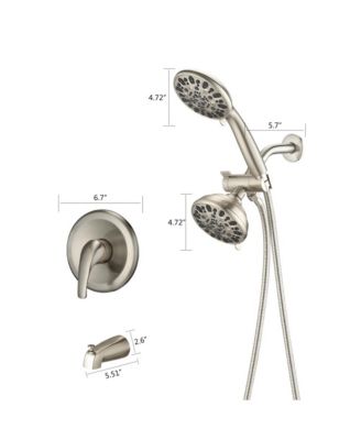 Shower System with Tub Spout Rain Shower Tub Set, High Pressure Dual 2 in 1 Shower Combo Faucet with Valve