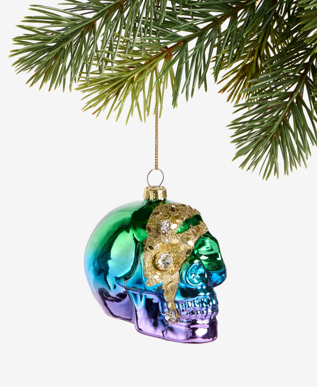 Holiday Lane Eclectic Charm Rainbow Skull Ornament, Macy's Exclusive In Transparent