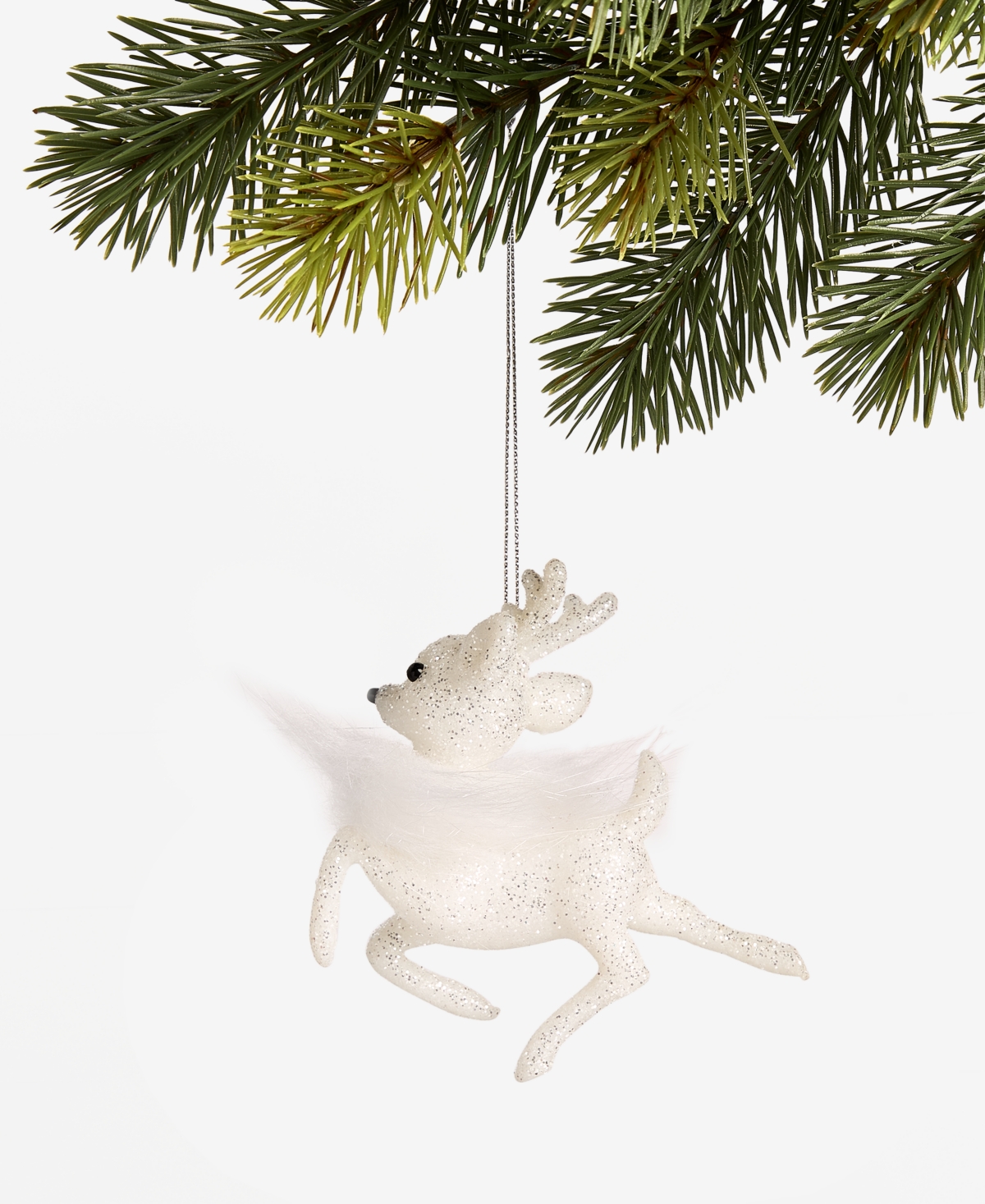 Holiday Lane Iced Delight White Deer With Feathers Ornament, Macy's Exclusive In Transparent