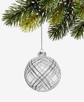 Holiday Lane - Iced Delight Clear Stripe Ball Ornament