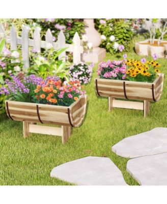 Outdoor Wooden Planter with Legs for Flower Herb Vegetable Fruit