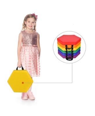 6 Pieces Multifunctional Hexagon Toddler Floor Cushions Classroom Seating with Handles
