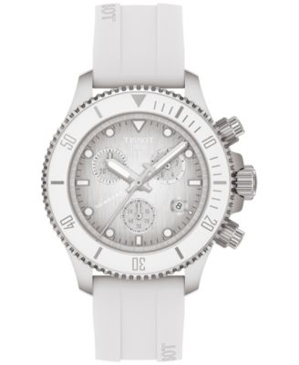 Tissot - Men's Swiss Chronograph Seastar 1000 White Rubber Strap Watch 38mm