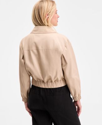 Women's Solid Cropped Trench Jacket, Exclusively at Macy's