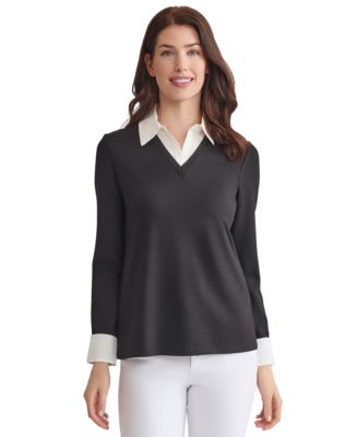 Jones New York Women's Serenity Knit Layered-Look Top - Macy's