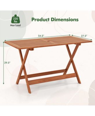 Patio Dining Table with Teak Painting and Umbrella Hole