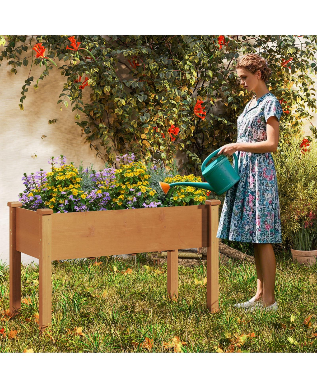 Slickblue Raised Garden Bed with Legs and Drainage Holes for Backyard