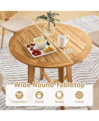 Patio Dining Table with Slatted Tabletop and X-shaped Frame