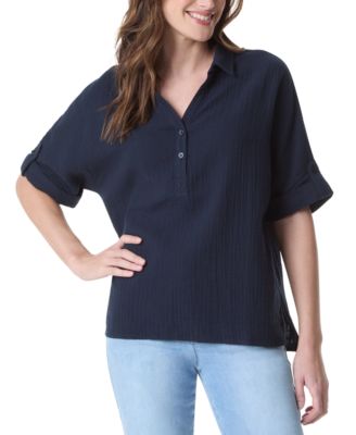 Women's Cotton Callista Roll-Tab Textured Top