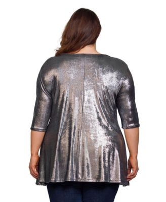 Plus Size Scoop Neck Flared Tunic Top