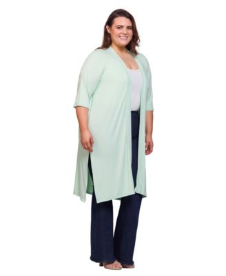 Plus Size Knee Length Duster Cardigan Sweater