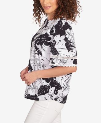 Petite Tropical Layered Print T Shirt