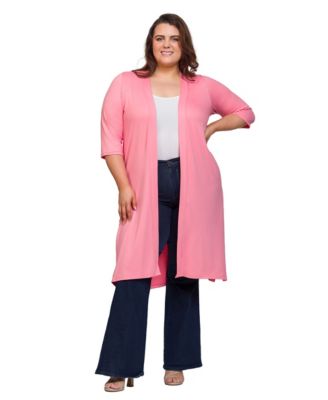 Plus Size Knee Length Duster Cardigan Sweater