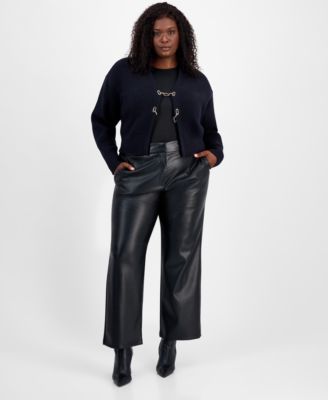 Trendy Plus Size Faux-Leather Pants, Macy's Exclusive