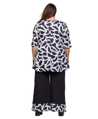 Plus Size Printed 2-Piece Top and Pants Set