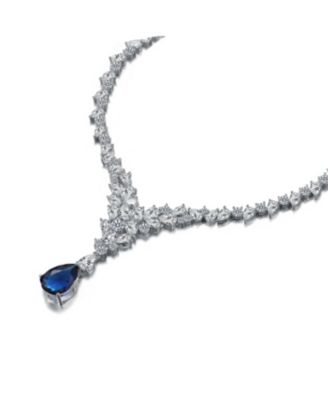 Modern White Gold Plated Cubic ZIrconia Cluster Y-Necklace
