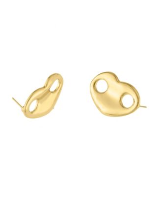 Gold Mariner Heart Stud Earrings