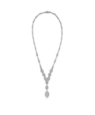 Sterling Silver Cubic Zirconia White Gold Plated Majestic Necklace