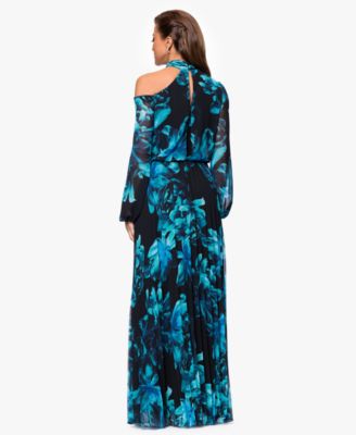 Petites Mock-Neck Cutout Long-Sleeve Long Sheath Dress