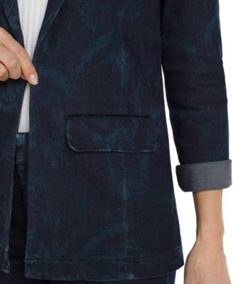 Women's Floral Denim Boyfriend Blazer