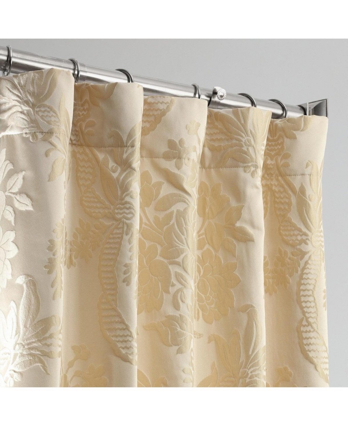 Half Price Drapes Magdelena Champagne Beige Damask Faux Silk Jacquard Room Darkening Curtain
