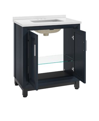 30&amp;#x22; Undermount Sink Bathroom Vanity with Glass Shelf Storage Cabinet