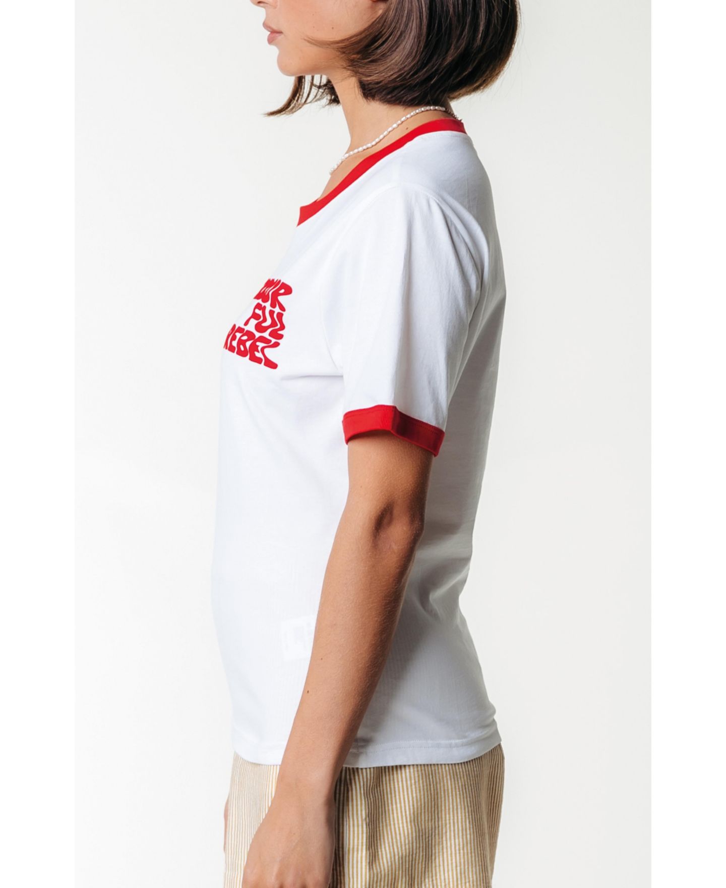 Женская футболка Colourful Rebel Logo Wave Ringer Boxy, цвет: Белый — фото 2