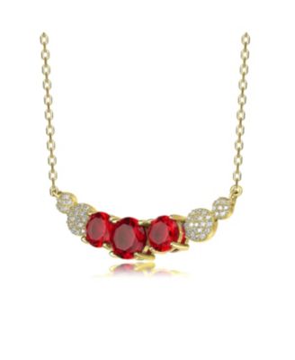 Gorgeous Sterling Silver 14K Gold Plated with Round Cubic Zirconia's Curved Bar Necklace