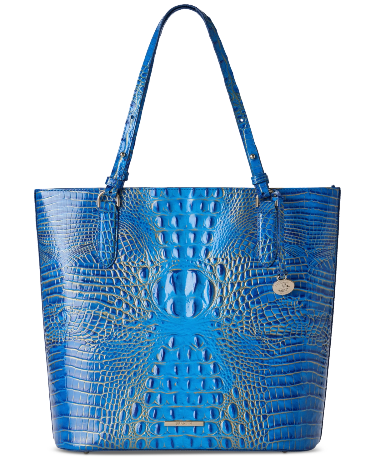 Ezra Melbourne Embossed Large Leather Tote - Electric Indigo