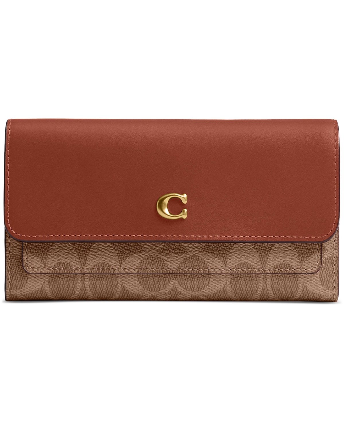 Coach Mila Long Flap Wallet in Signature Coated Canvas - Tan Caramel