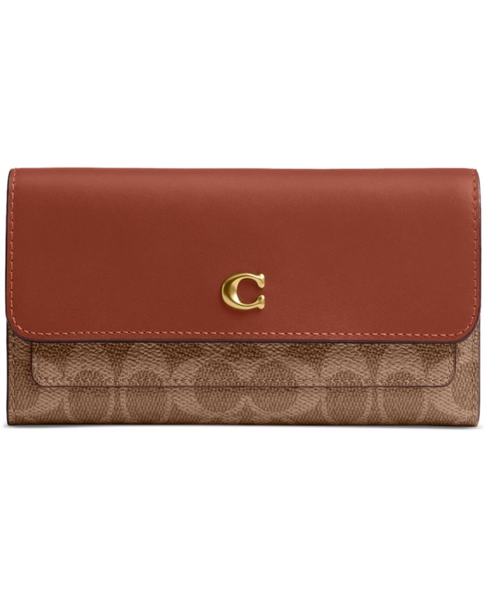 COACH Mila Signature Coated Canvas Long Flap Wallet