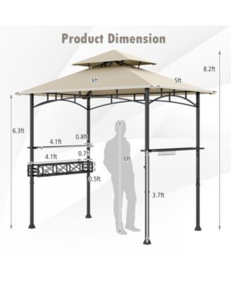 Outdoor Grill Gazebo with 2 Side Shelves and 10 Hooks