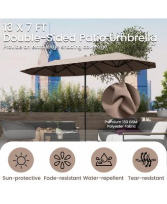 Extra Wide Patio Market Umbrella Double-Sided with Crank for Outdoor Tables