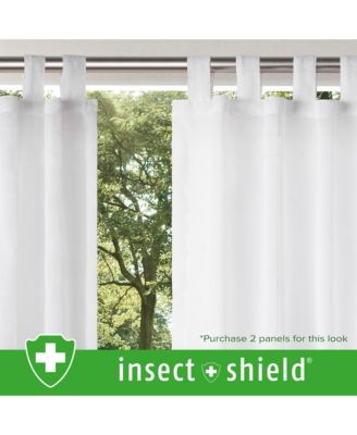 Insect Shield Leno Stripe Tab Top Curtain Panel, 52"Wx 96"L
