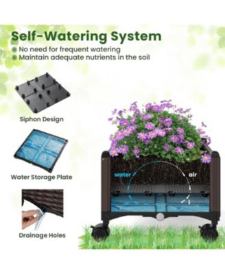 Raised Garden Bed Adjustable with Plant Box and Trellis with Lockable Wheels