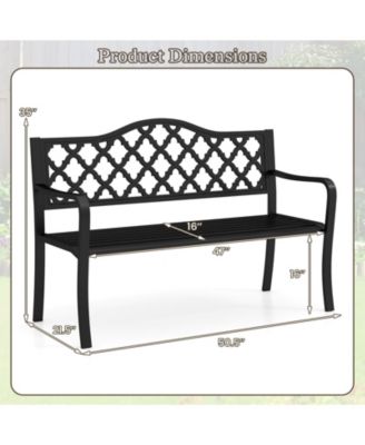 Outdoor Patio Bench with Curved Armrests for 2 to 3 People for Garden or Porch