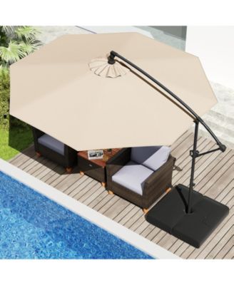 Offset Hanging Umbrella with Base Patio Cantilever Umbrella with Tilt