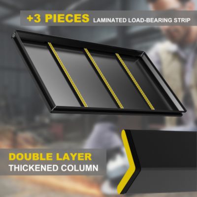 59inch Wide Black Metal Shelves with 5 Removable Dividers Large Capacity Strong Load Bearing for Garage