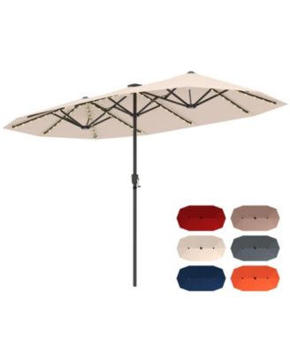 Slickblue Large Patio Umbrella with LED Solar Lights and Crank Handle