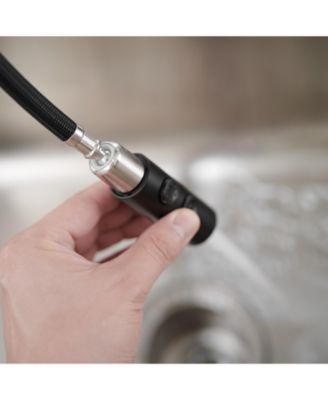 Single Handle Pull-Down Sprayer 1 Spray High Arc Kitchen Faucet With Deck Plate in Brushed Nickel